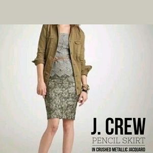 J Crew Collection Pencil Skirt Crush Metallic